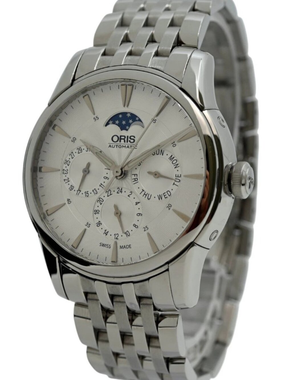Oris 40mm Men's Artelier Day Date Calendar Moonphase Automatic Watch Ref: 7703!